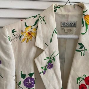 Gucci Vintage Linen Floral Blazer